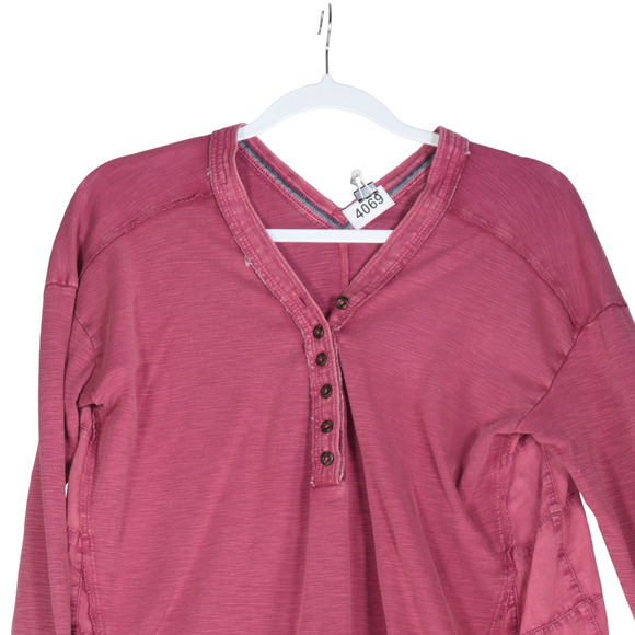 Anthropologie Pink T Shirt Womens Size XS Tee Active Mixed Media Distressed - Picture 3 of 10